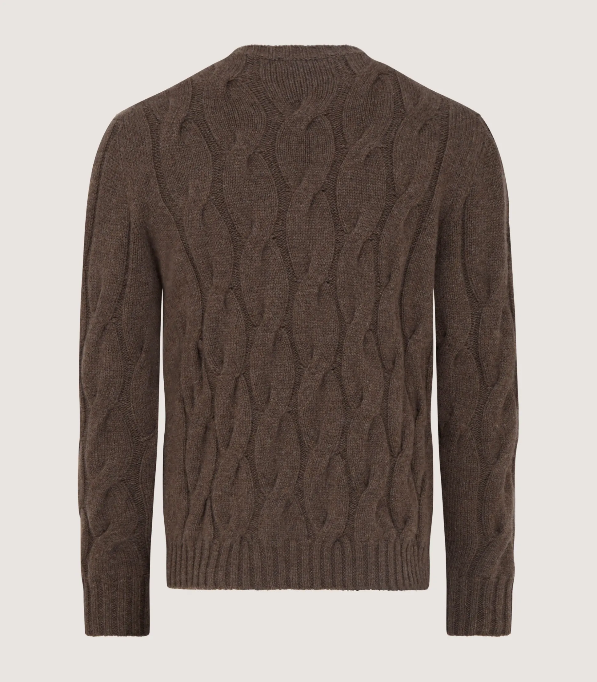 Purdey Men's Cashmere Loch Cable Crew Neck Sweater In Dark Taupe