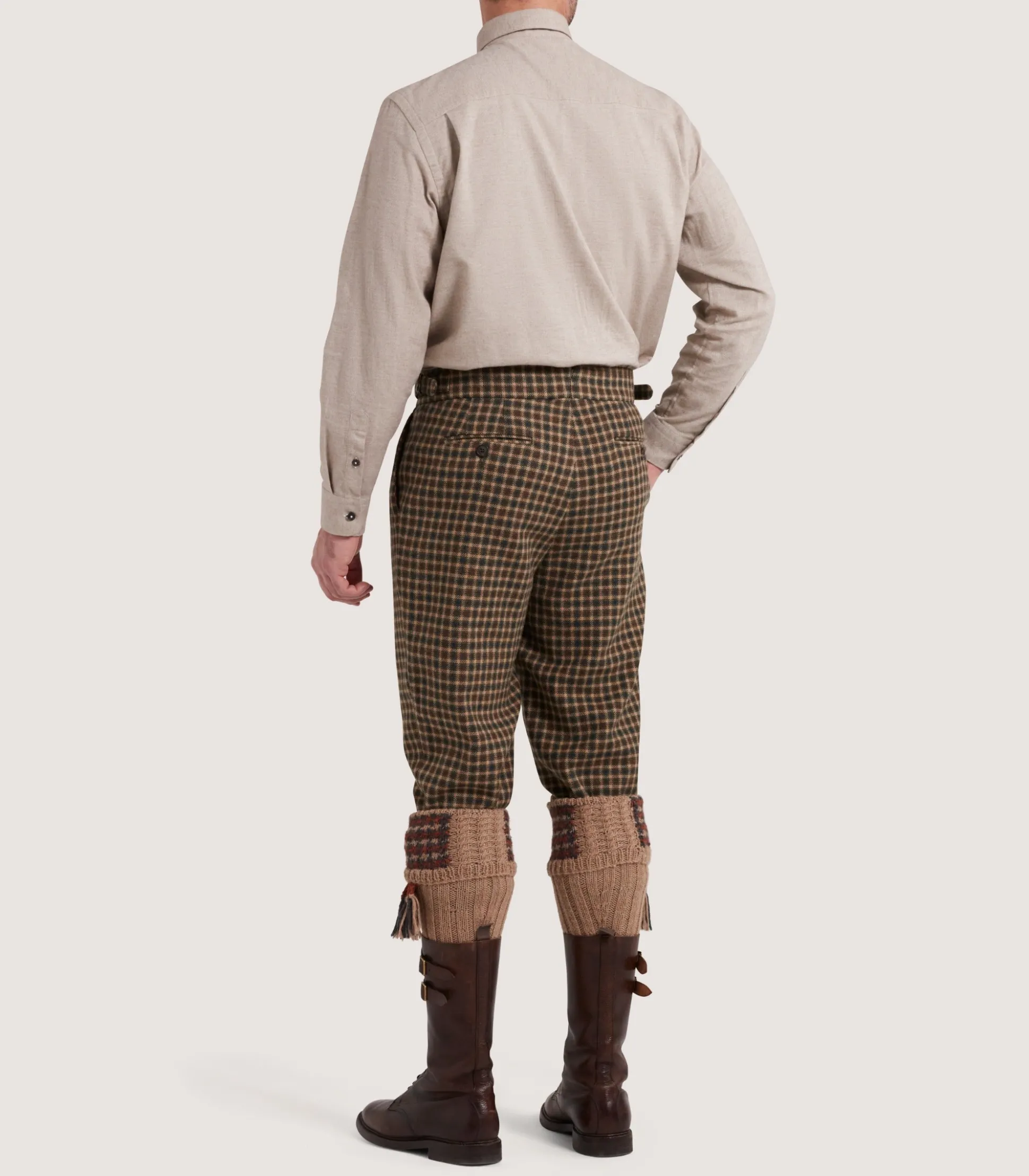 Purdey Men's Cashmere Tweed Two Pleat Breek with Storm Cuff in Langshaw