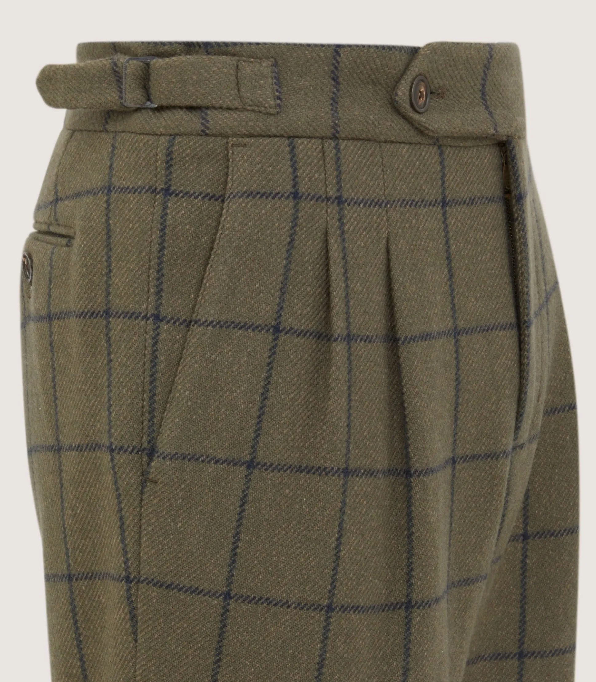Purdey Men's Cashmere Tweed Two Pleat Breek with Storm Cuff in Rannoch