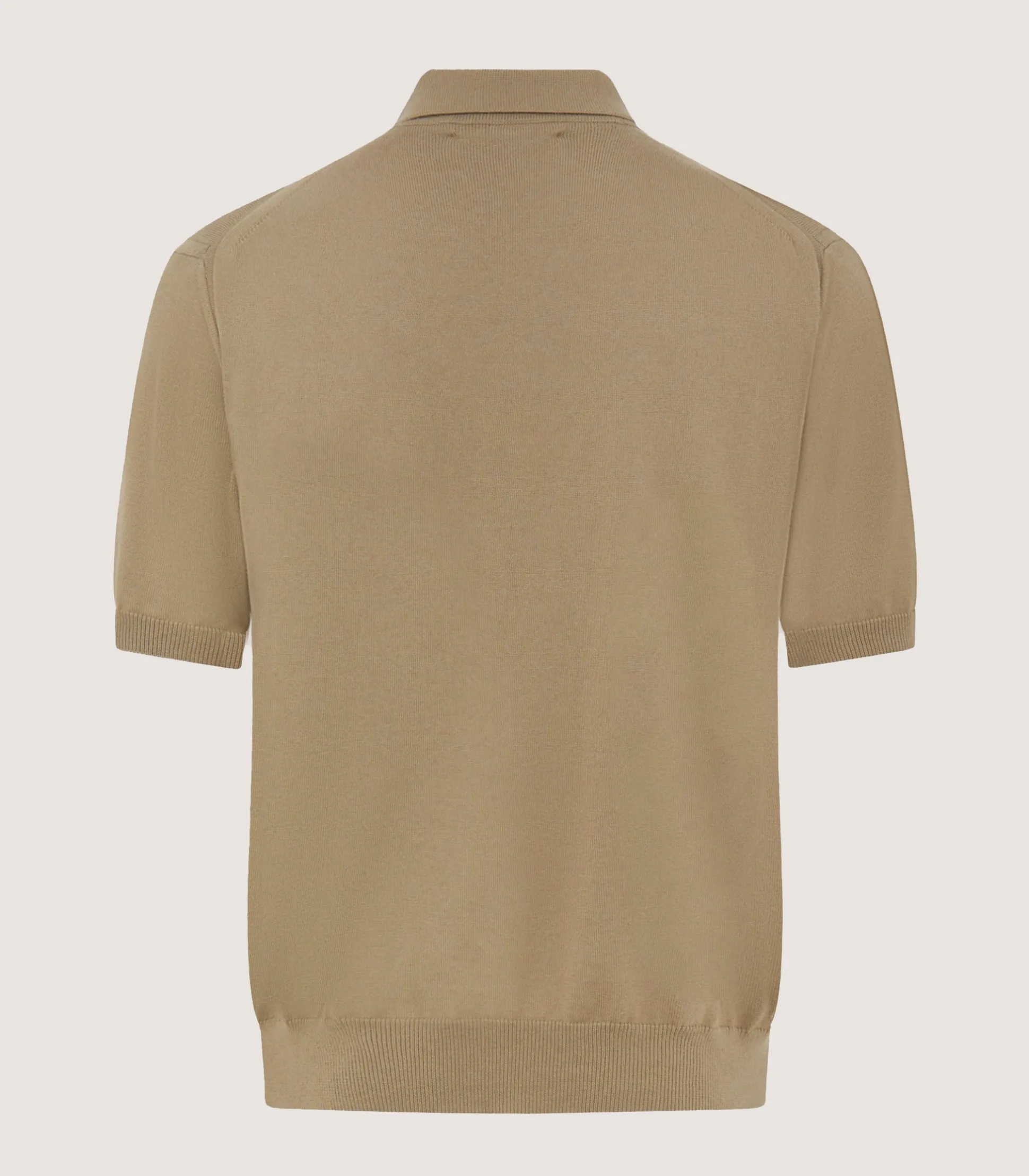 Purdey Men's Cotton Cashmere Fine Gauge Short Sleeve Polo in Twine