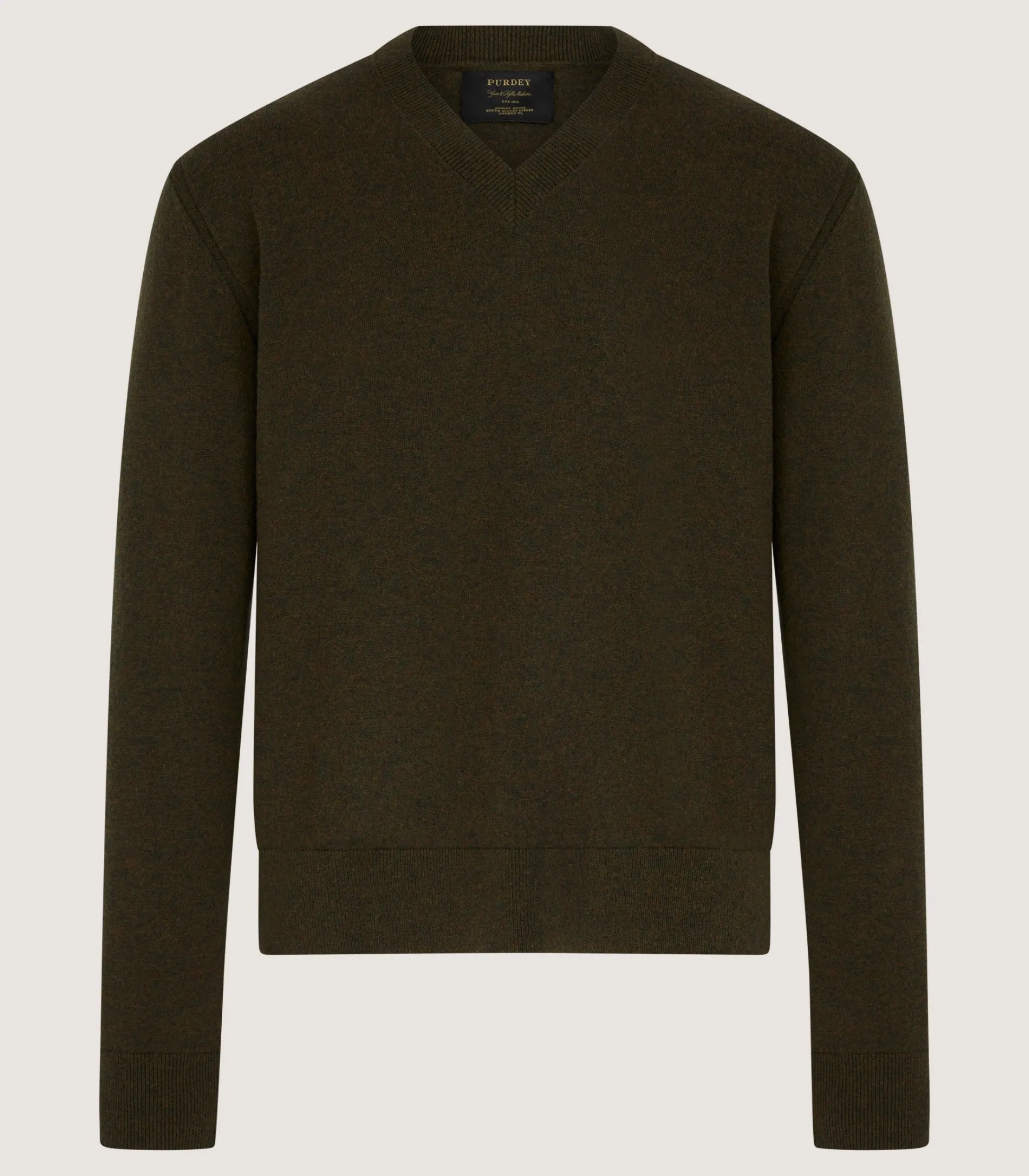 Purdey Men's Ensay British Outdoor V Neck Jumper in Loden