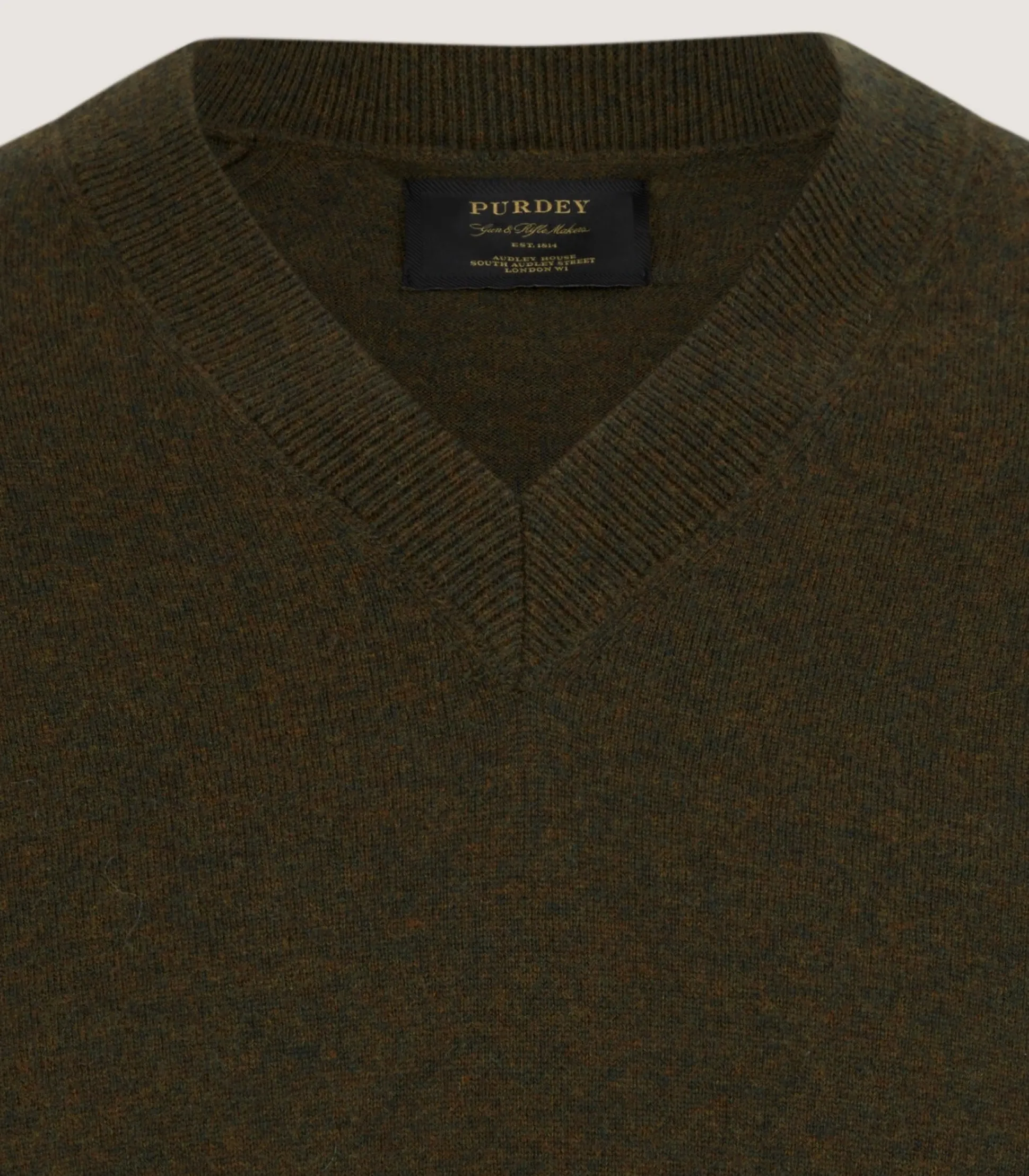 Purdey Men's Ensay British Outdoor V Neck Jumper in Loden