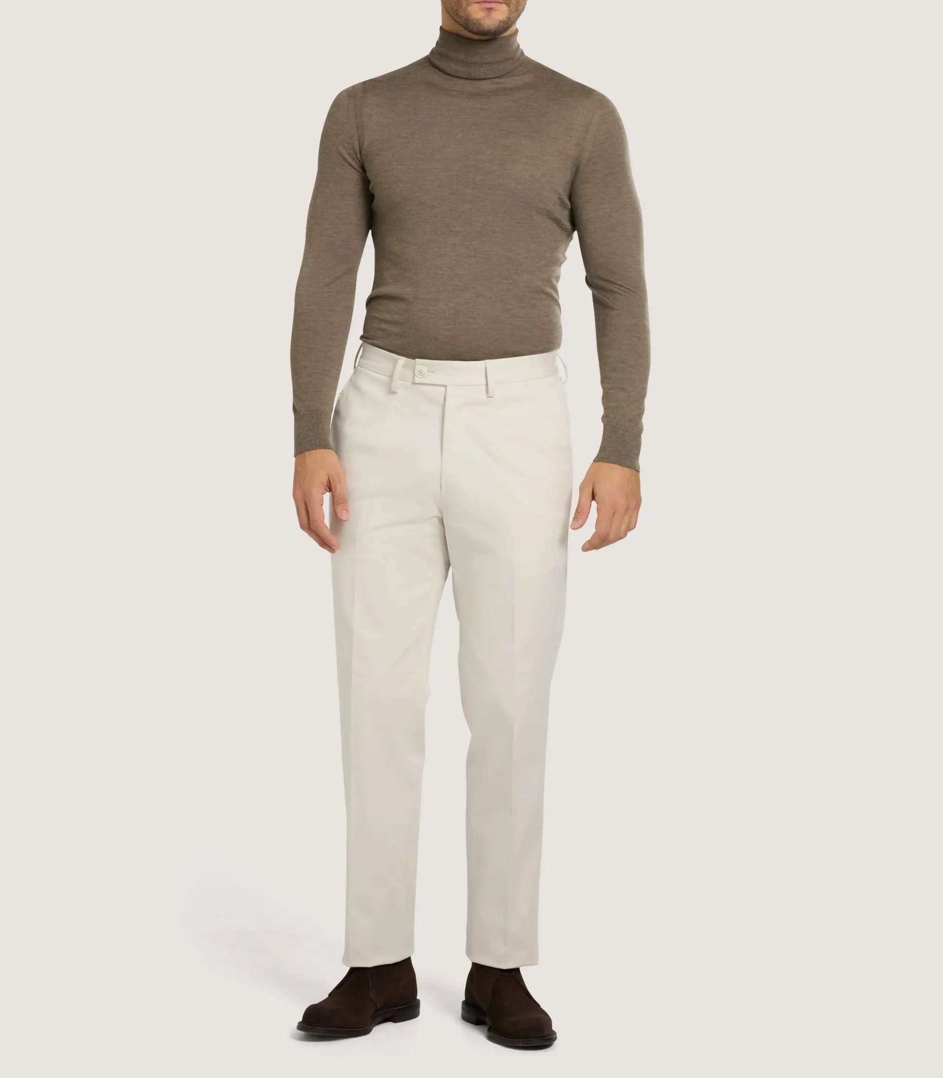 Purdey Men's Extra Fine Worsted Cashmere Seamless Turtleneck In Taupe