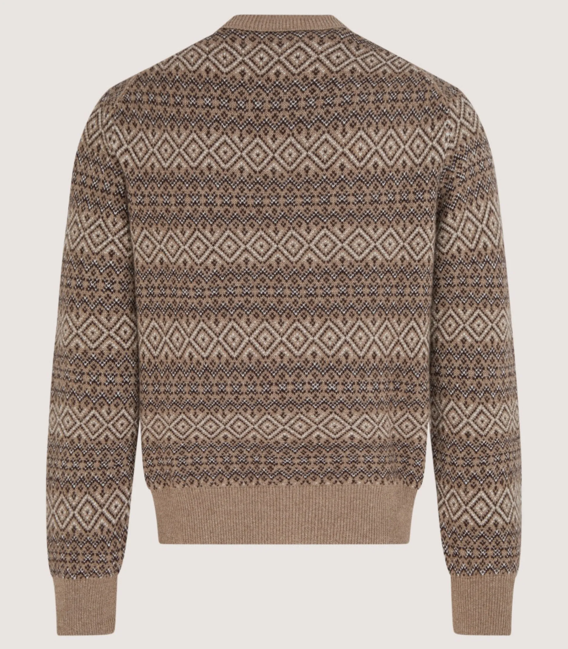Purdey Men's Kirk Cashmere Fair Isle Crew Neck Jumper in Antler