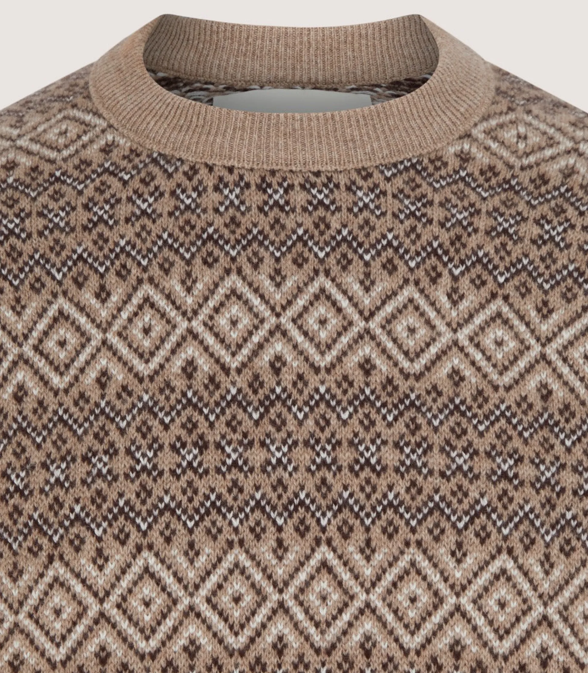 Purdey Men's Kirk Cashmere Fair Isle Crew Neck Jumper in Antler