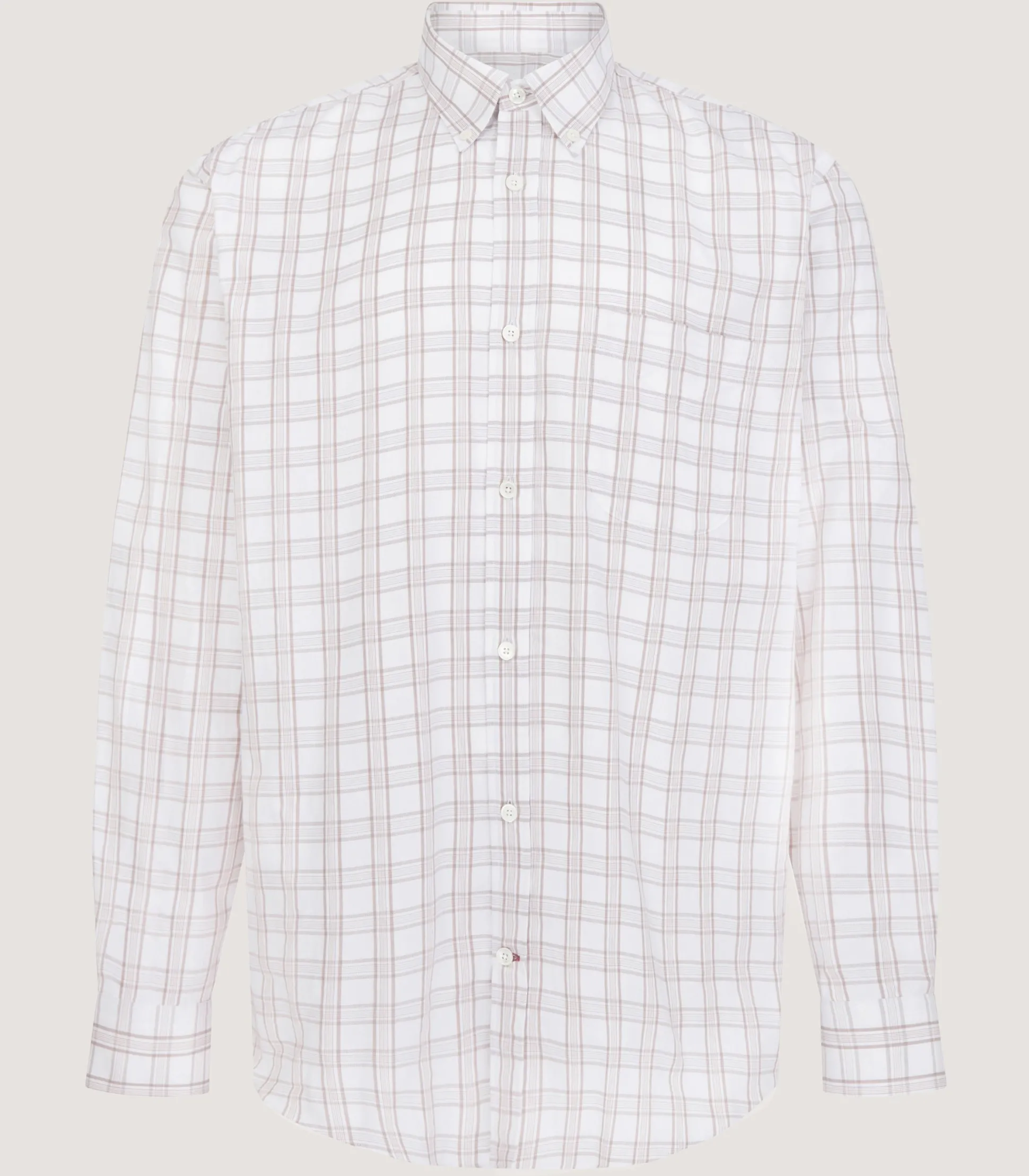 Purdey Men's Light Cotton Check Button Down Shirt In Taupe