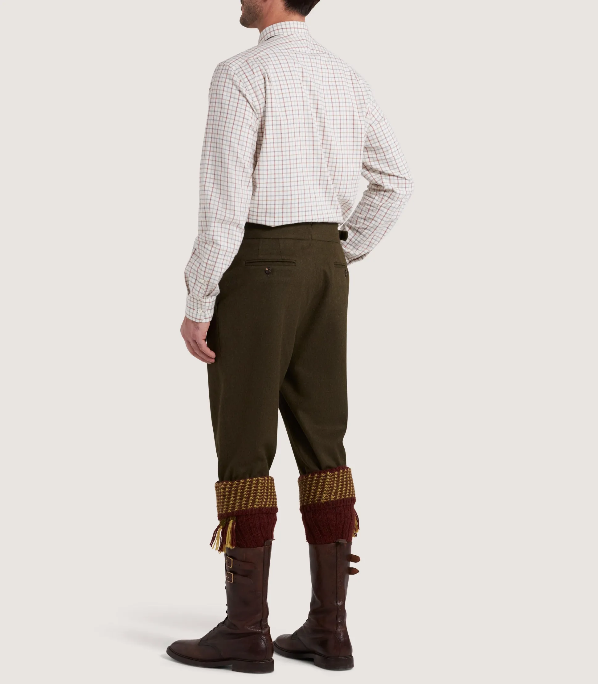 Purdey Men's Loden Two Pleat Breek with Storm Cuff in Loden