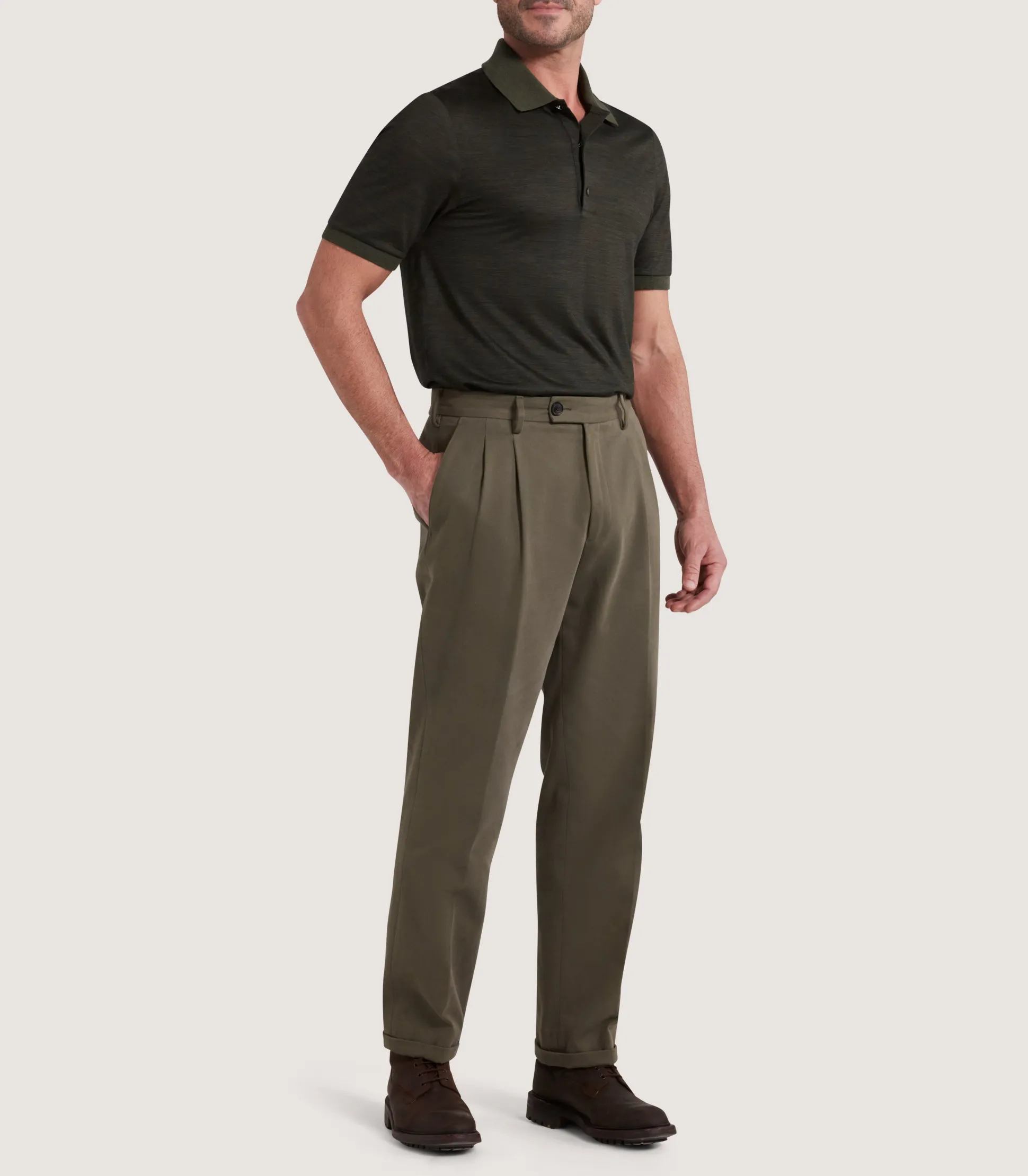 Purdey Men's Merino Tech Pique Polo in Loden
