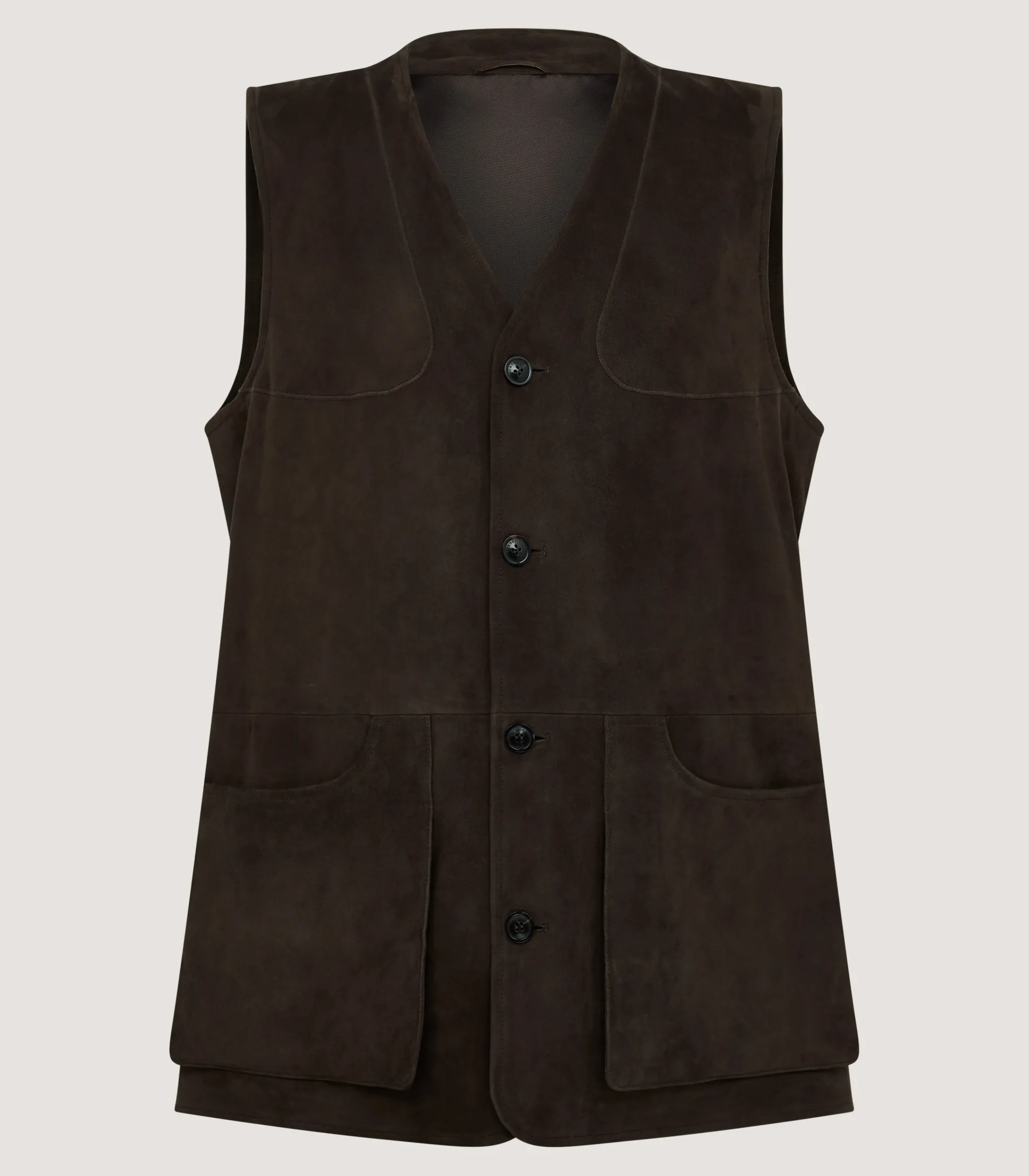 Purdey Men's Suede Sporting Vest in Walnut