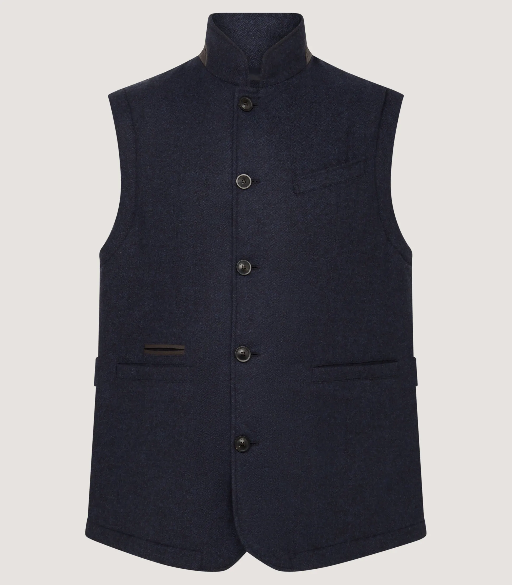 Purdey Men's Warwick Stand Collar Gilet in Midnight Navy