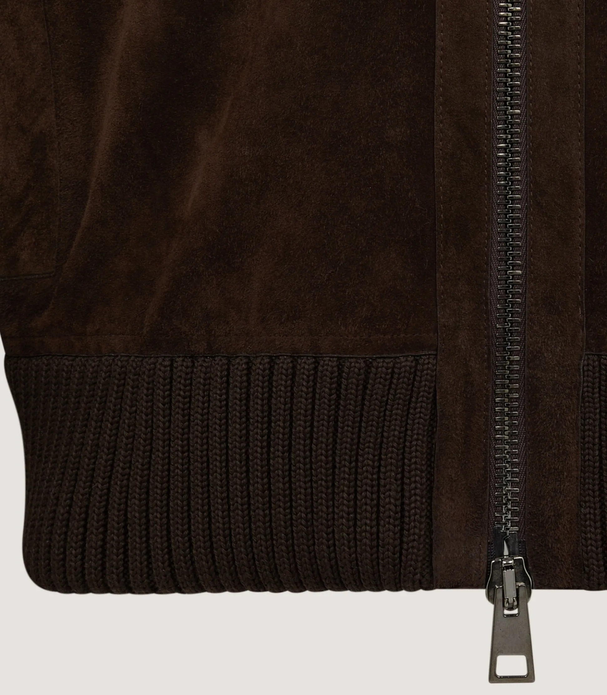 Purdey Men's York Suede Zip Front Knitted Cardigan in Chocolate