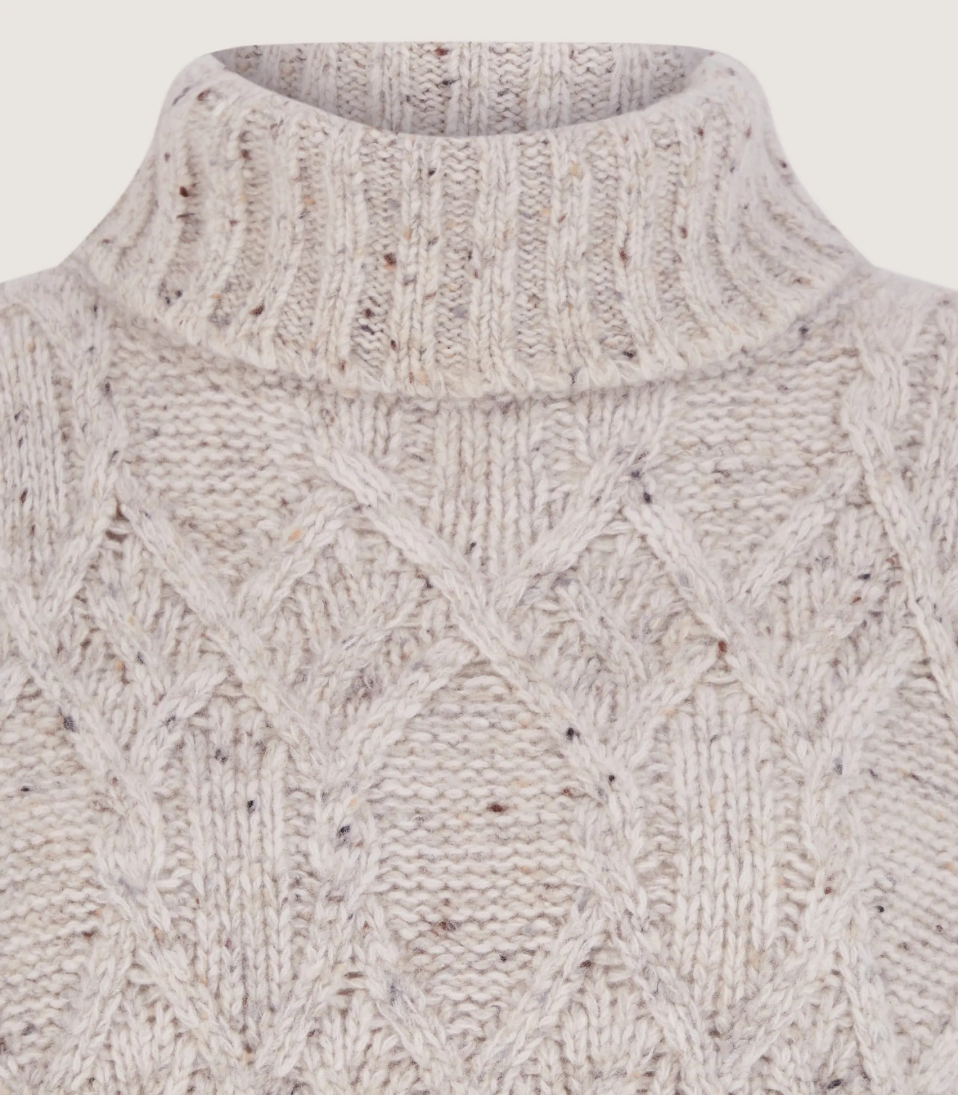 Women Purdey Women's Cashmere Donegal High Neck Tunic Sweater in Ivory