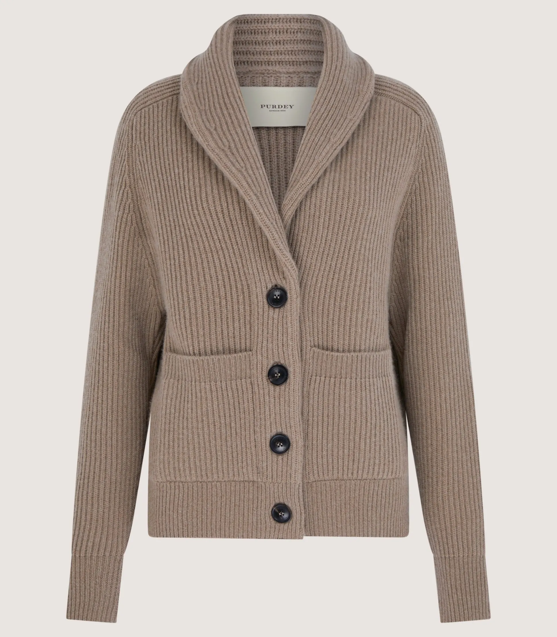 Women Purdey Women's Clifford Ribbed Cardigan in Taupe