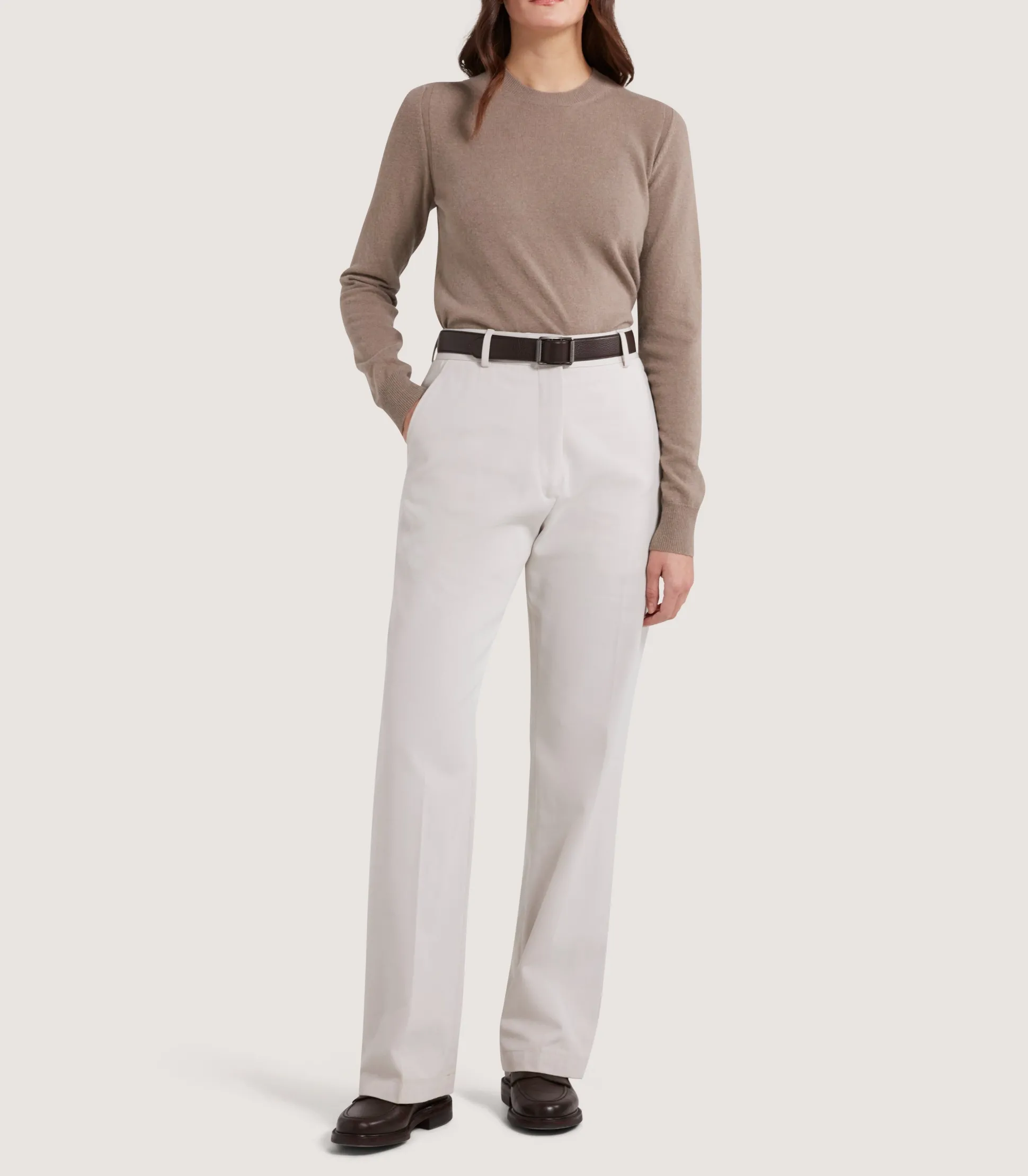 Women Purdey Women's Cork Crew Neck Jumper in Taupe