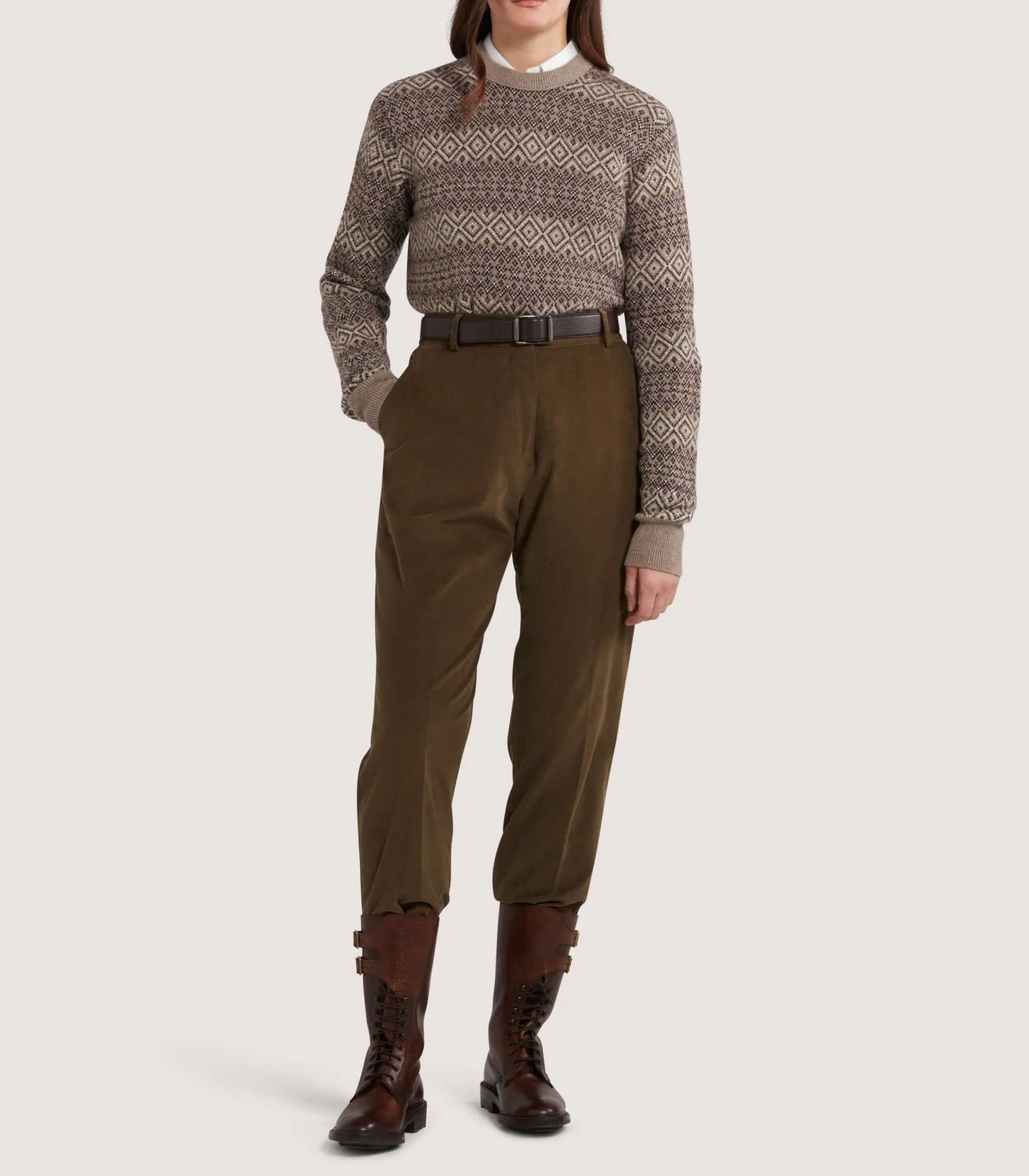 Women Purdey Women's Kirkstone Cashmere Fairisle Jumper in Antler