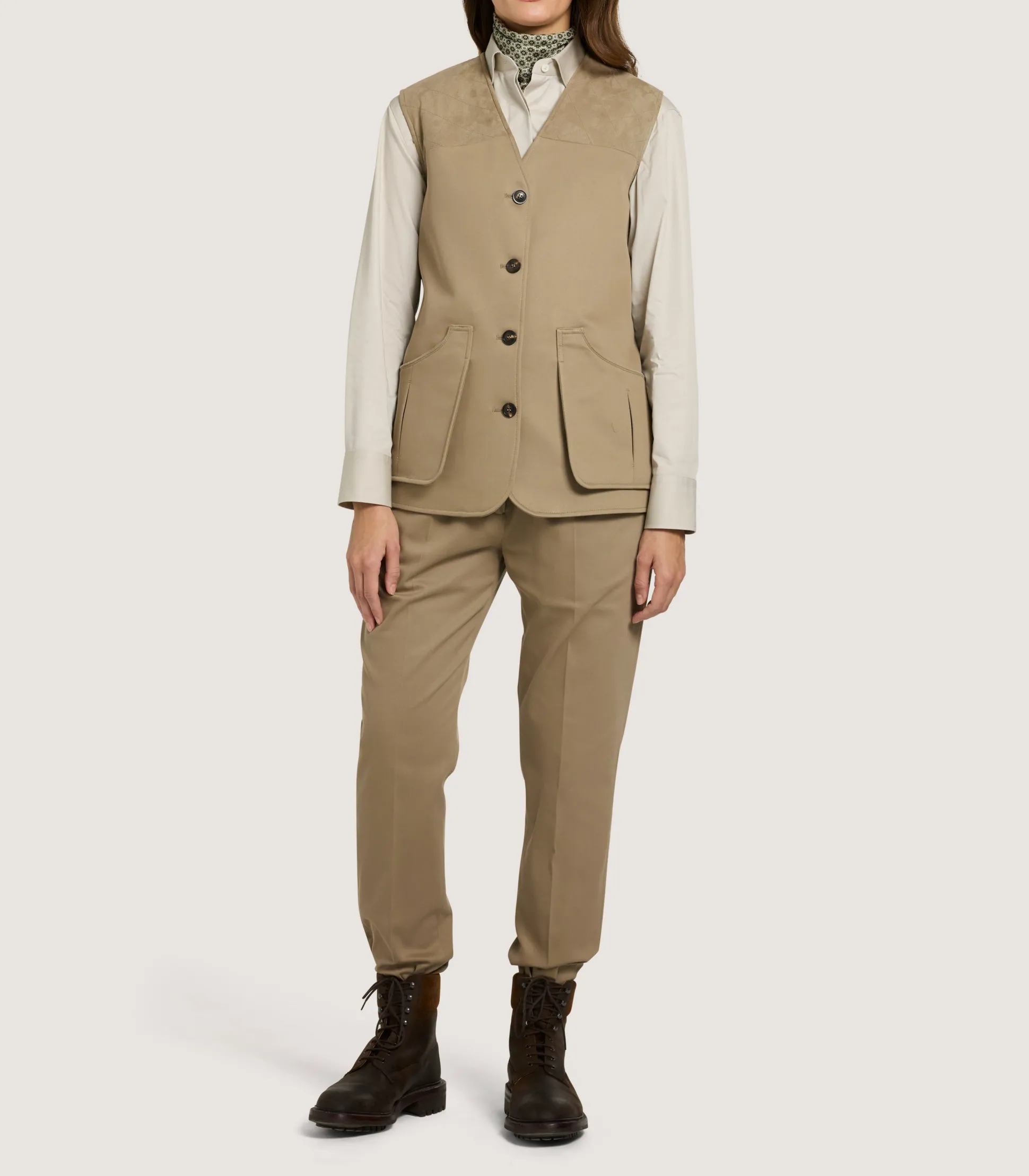 Women Purdey Women's Summer Cotton Sporting Vest In Dark Taupe